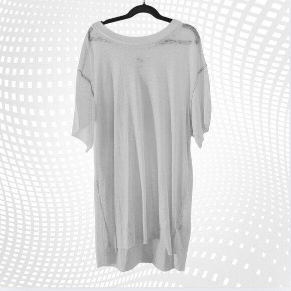 NSF White Tee Shirt Top Bias Cut Cotton Scoop Neck Short Sleeve Size L - Picture 1 of 7